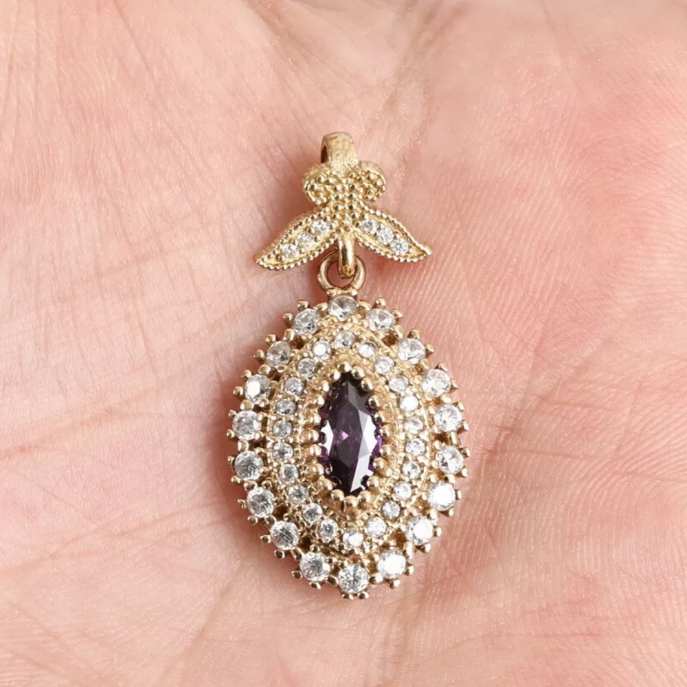Sultan Ottoman Almond Amethyst Topaz Pendant